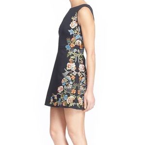 Alice + Olivia embroidered black mini dress